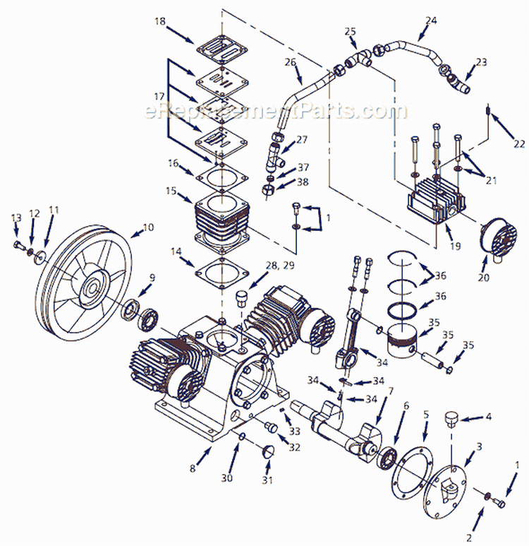 Page B Diagram and Parts List for EX44601VA 2005 Campbell Hausfeld Compressor